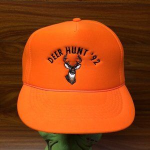 Vintage 90's Blaze Orange Deer Hunt '92 Snapback Hat Cap